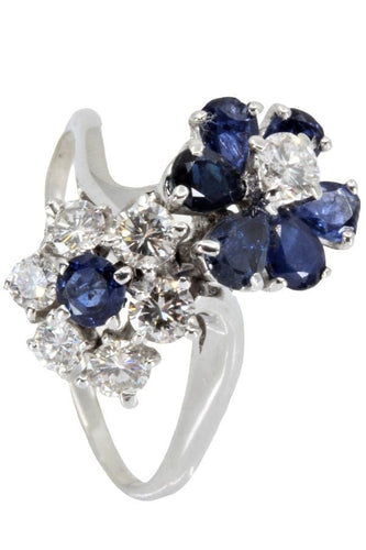 Bague BAGUE TOI ET MOI FLEURS SAPHIRS ET DIAMANTS 58 Facettes 051111