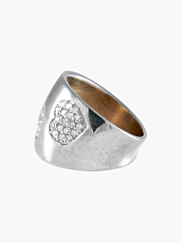 Bague 54 BAGUE OR BLANC DIAMANTS LUNE, ETOILE, COEUR 58 Facettes