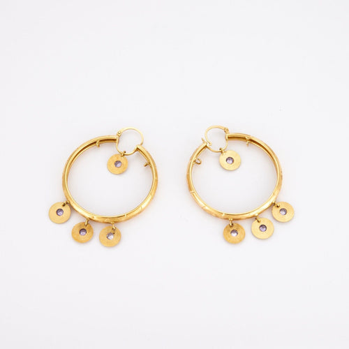 Boucles d'oreilles Créoles pampilles disques Améthystes 58 Facettes LOWO05