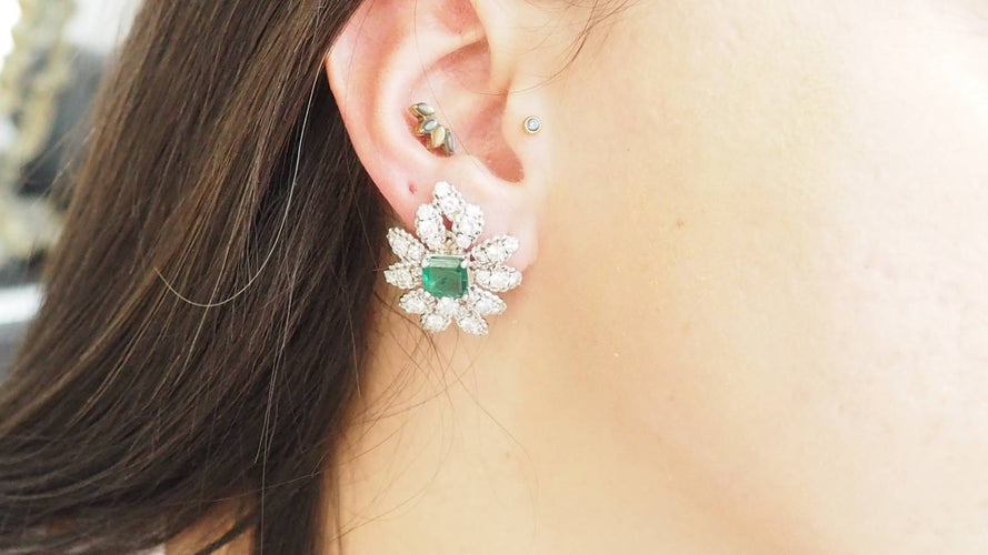 Boucles d'oreilles Boucles d'oreilles émeraudes et diamants 58 Facettes 30089