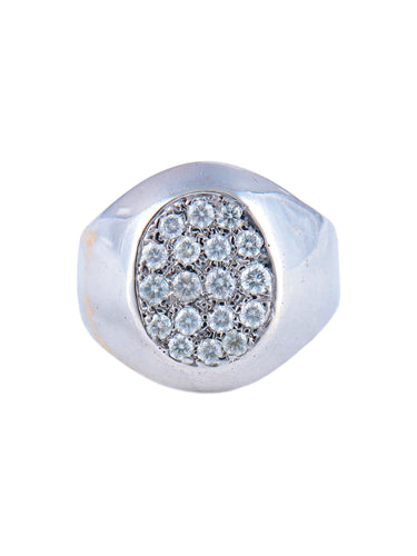 Bague Bague Chevalière  Diamants Or Gris 58 Facettes