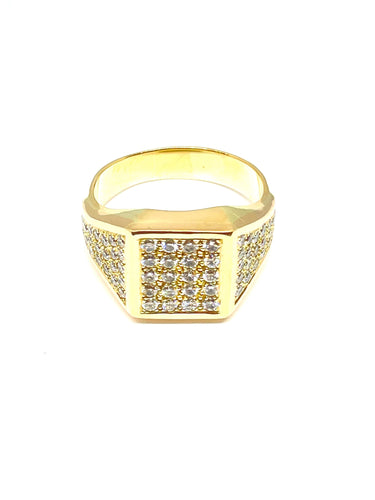 Bague Bague homme en or jaune et pavage de diamants 58 Facettes
