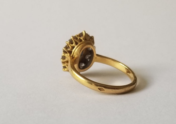 Bague 52 Bague Pompadour Or jaune Saphir Diamants 58 Facettes