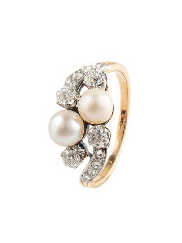 Bague 53 Bague Toi & Moi Perles et Diamants 58 Facettes