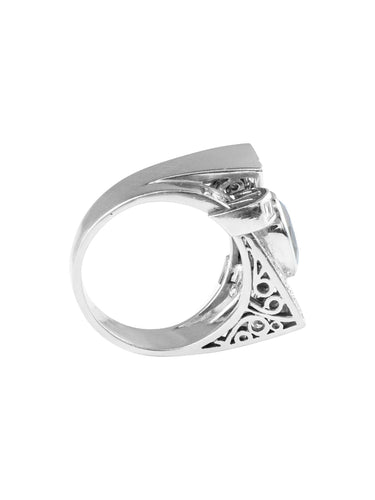 Bague 51.5 Bague or blanc, saphir et diamants 58 Facettes ES958/2