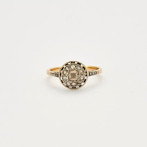 Bague 59 Bague ancienne 2 ors Diamants 58 Facettes EL2-128