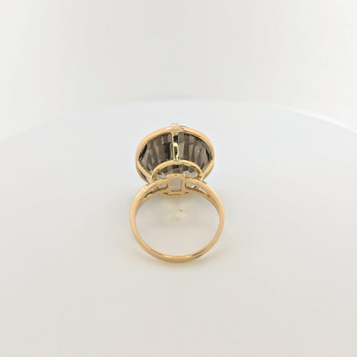 Bague 55 Bague en or jaune et quartz fumé 58 Facettes 25682