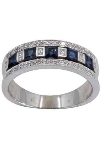 Bague BAGUE MODERNE SAPHIRS ET DIAMANTS 58 Facettes 058721