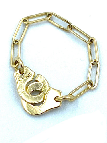Bague 55 DINH VAN. Bague menottes R7 or jaune 18K 58 Facettes