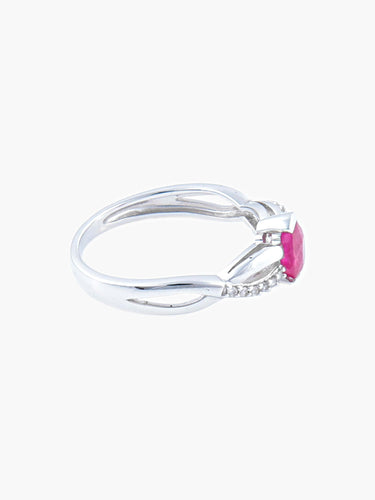 Bague 52 BAGUE OR BLANC RUBIS ET DIAMANTS 58 Facettes