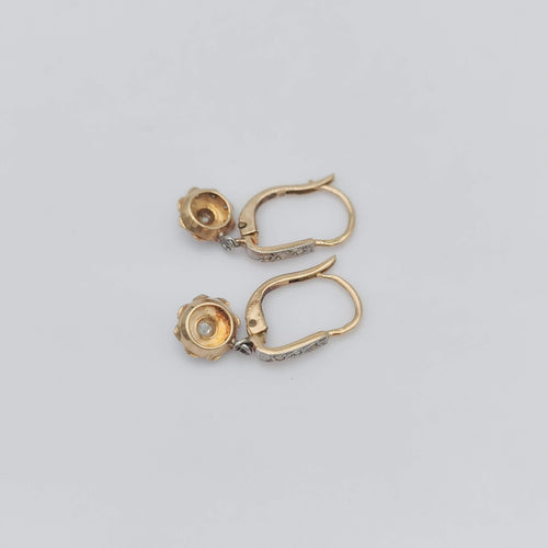 Boucles d'oreilles Dormeuses fin XIXème roses de diamant 58 Facettes