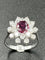 Bague 54 BUCHERER. Bague vintage or blanc, rubis et diamants 58 Facettes