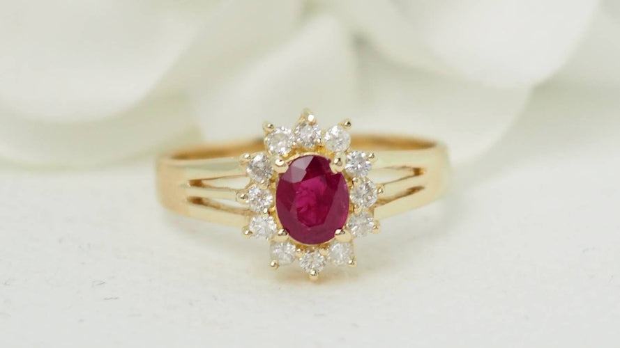 Bague 56 Bague Marguerite Rubis Diamants 58 Facettes 32370
