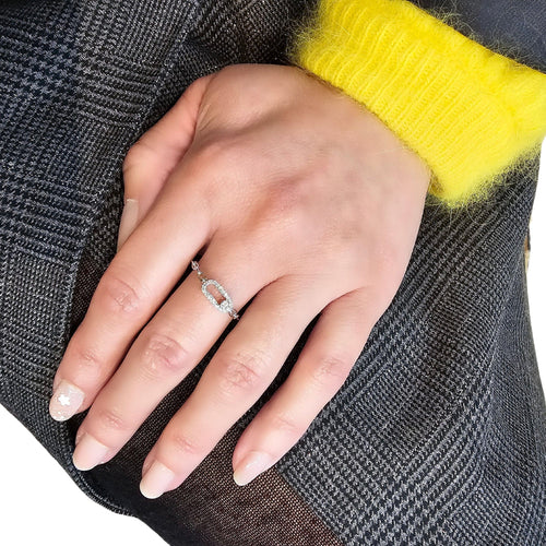 Bague 53 MESSIKA - Bague "Move Link Multi " Or blanc Diamants 58 Facettes MESS-RIMOVLK-WGD