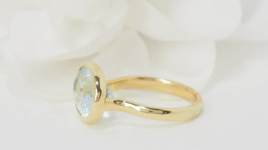 Bague 54 Bague Or jaune Aigue-marine 58 Facettes 31972