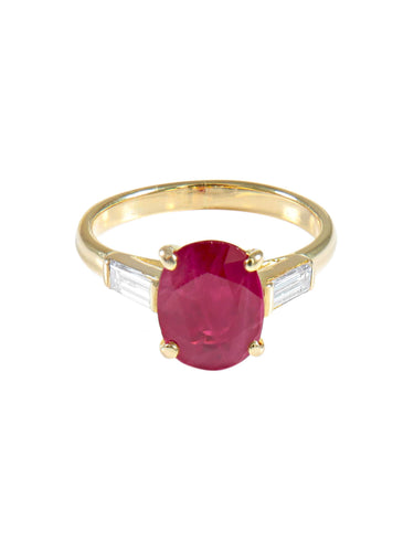 Bague 50 Bague Rubis Diamants baguette 58 Facettes