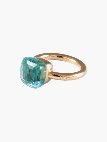 Bague 49 Pomellato – Bague Modèle « Nudo » Classic Topaze Bleue et Or Rose 58 Facettes