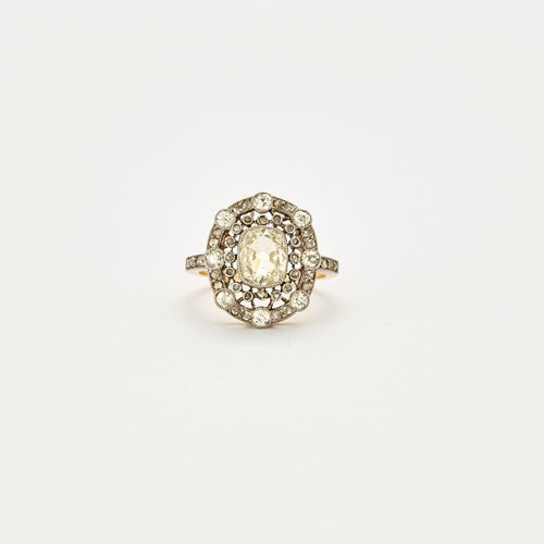 Bague 53 Bague ancienne 2 ors Diamants 58 Facettes EL2-135