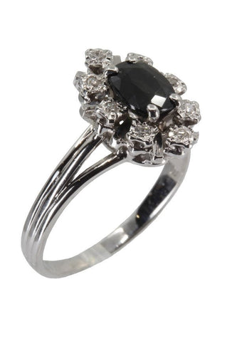 Bague BAGUE SAPHIR ENTOURAGE DIAMANT ANNÉES 50' 58 Facettes 038741