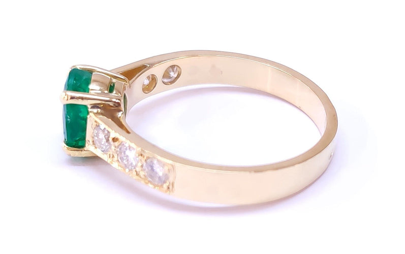 Bague 56 Bague or jaune émeraude et diamants 58 Facettes FA-11