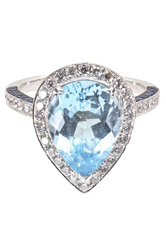 Bague BAGUE MODERNE TOPAZE, SAPHIRS ET DIAMANTS 58 Facettes 040291
