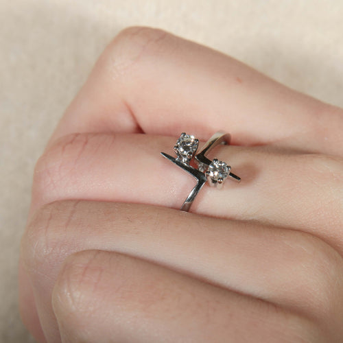 Bague 56 Bague Toi & Moi Art Déco Diamants 58 Facettes 8392