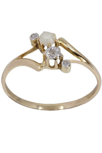 Bague 55 BAGUE NAPOLÉON III PERLE ET DIAMANTS 58 Facettes 061701