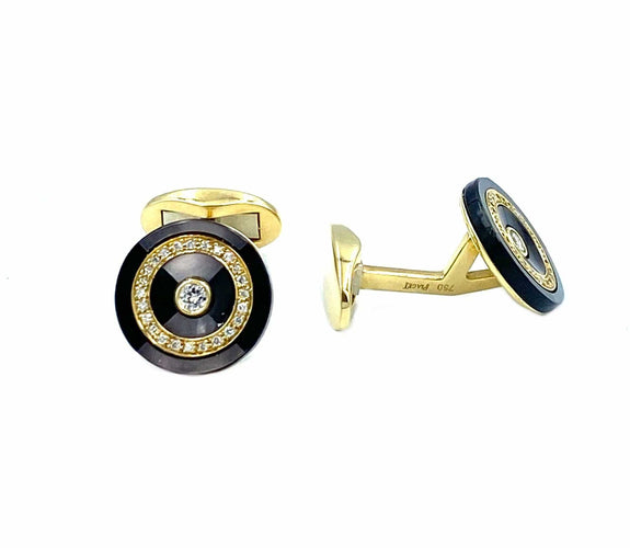Boutons de manchette PIAGET. Boutons de manchette or jaune, diamants 58 Facettes
