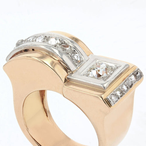 Bague 51 Bague tank diamants asymétrique 58 Facettes 21-101-51