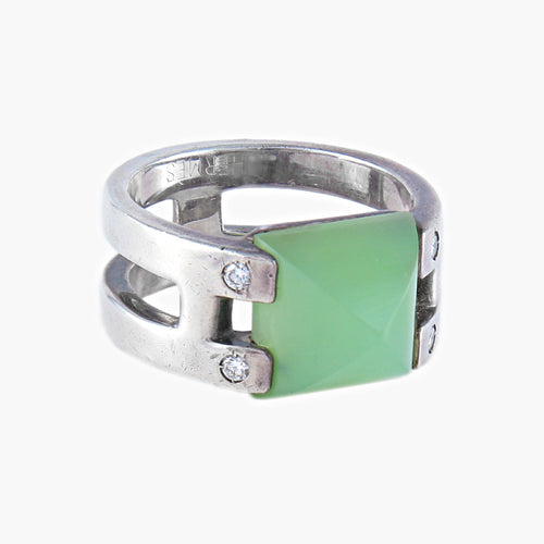 Bague Bague Hermès Argent Pierre verte 58 Facettes