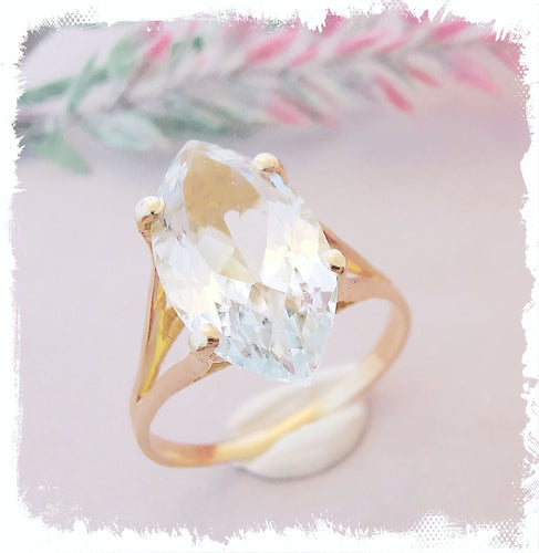 Bague Bague Aigue-marine Or Jaune 58 Facettes AA 1481