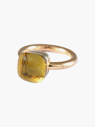 Bague 49 Pomellato – Bague Modèle « Nudo » Classic Quartz Jaune et Or Rose 58 Facettes