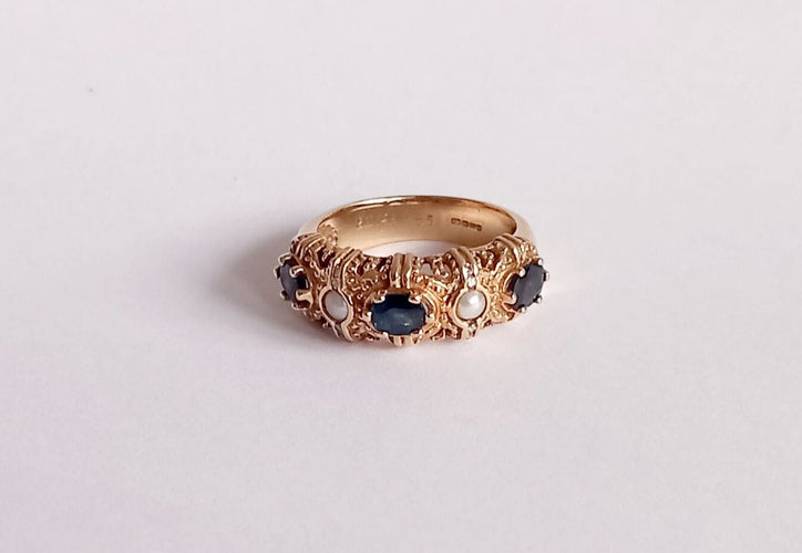Bague 57 Bague saphirs et perles 58 Facettes
