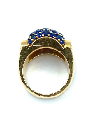 Bague GÜBELIN. Bague Tank or jaune et saphirs 58 Facettes