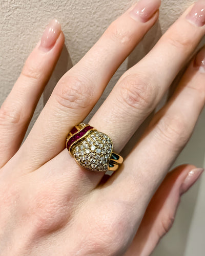 Bague 55 Bague Rubis calibrés Diamants 58 Facettes
