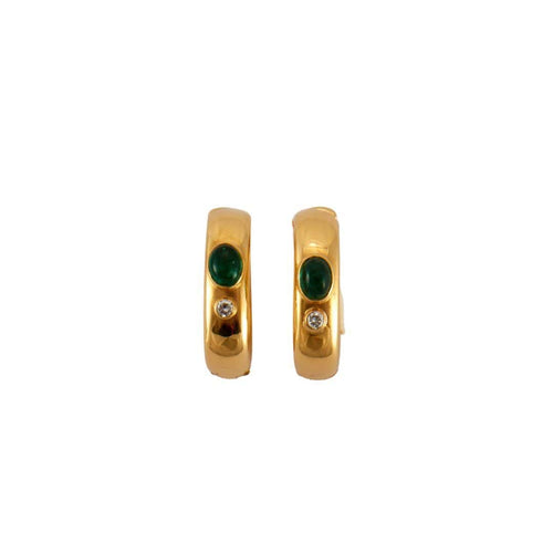Boucles d'oreilles POIRAY - Créoles Emeraudes Diamants 58 Facettes
