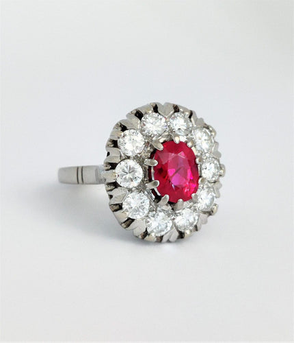 Bague 54 Bague marguerite or blanc rubis entourage diamants 58 Facettes 1-804/4