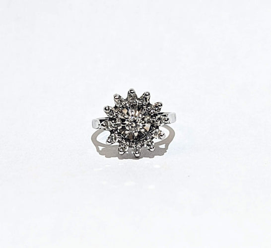 Bague Bague fleur or et diamants années 60 58 Facettes
