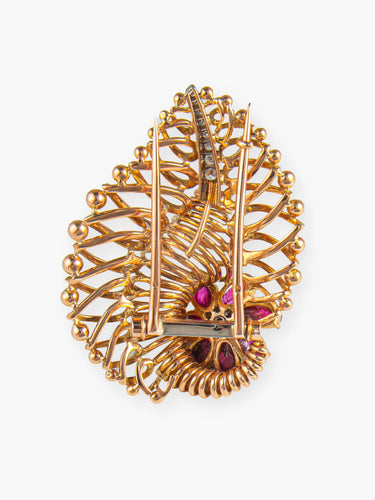Broche Broche Florale rubis et diamants 58 Facettes