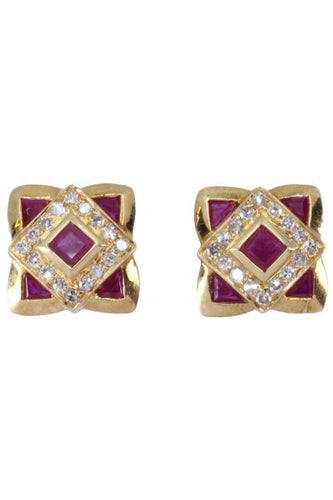 Boucles d'oreilles Boucles d'oreilles rubis et diamants 58 Facettes 081351