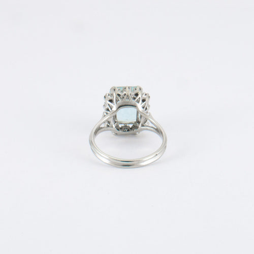 Bague 54 Bague Aigue-Marine, Diamants 58 Facettes