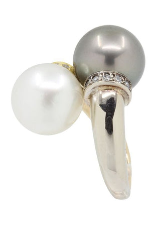 Bague BAGUE TOI ET MOI PERLES ET DIAMANTS 58 Facettes 039241