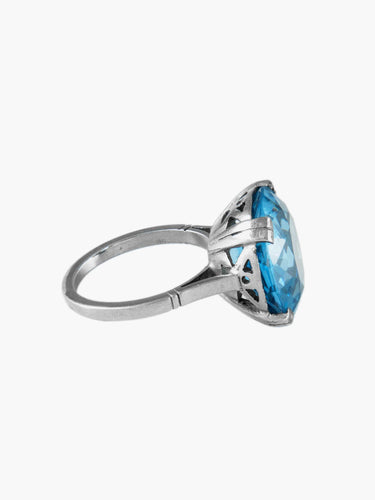 Bague 52.5 Bague Argent Art Déco Pierre de Synthèse 58 Facettes