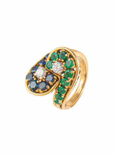 Bague 47 Bague Saphirs, Emeraudes et Diamants 58 Facettes