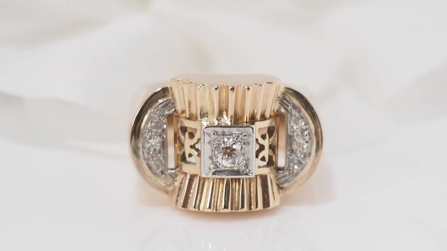 Bague Bague Tank en or jaune et diamants 58 Facettes 27144