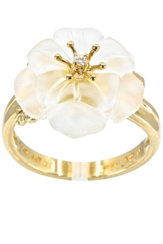 Bague BAGUE FLEUR VERRE ET DIAMANT 58 Facettes 040321