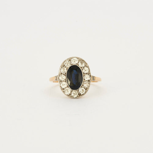 Bague 51 Bague Saphir entourage Diamants 58 Facettes 1932
