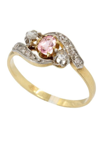 Bague Bague Art Nouveau saphir rose et diamants 58 Facettes 038171