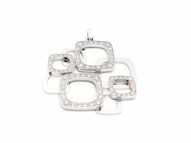 Pendentif Dinh Van Pendentif Impression Or blanc Diamant 58 Facettes 00036GD