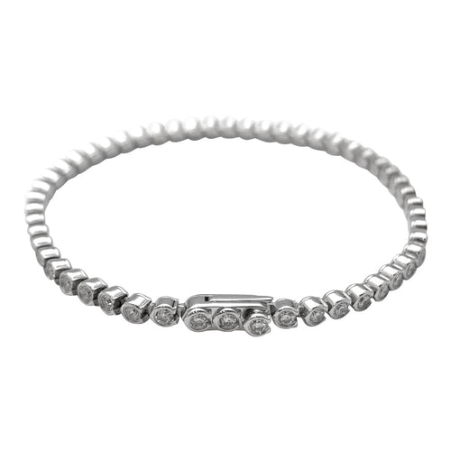 Bracelet Bracelet ligne Cartier "C de Cartier" en or blanc et diamants. 58 Facettes 30089